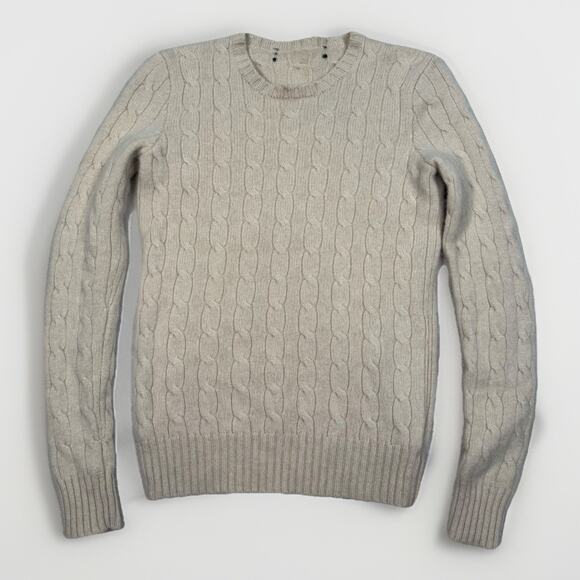 RALPH LAUREN Black Label Beige Cashmere Cable Knit Sweater Slim Women's Size S - Picture 1 of 8